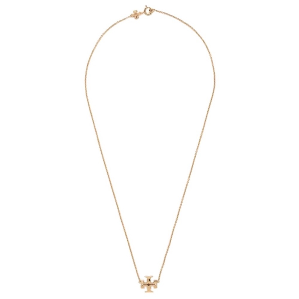 TORY BURCH • Gold Kira Logo Charm Pendant Necklace - Picture 4 of 7